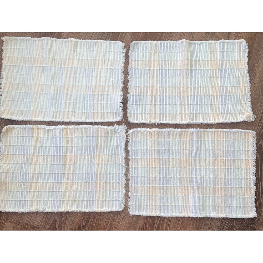 White Woven Placemats Set Of 4 Cloth  Pastel Colors